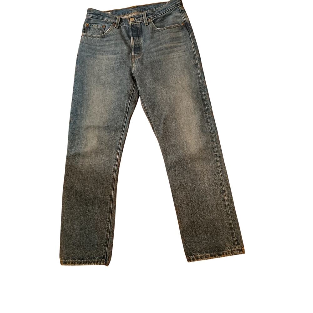 Levi’s 501 Premium Big E Leather Patch Jeans 28x28 – Medium Blue, 100% Cotton